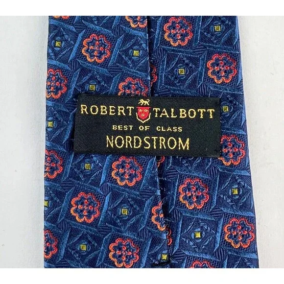 Robert Talbott Tie Best of Class 100% Silk Blue Geometric Necktie Made in USA